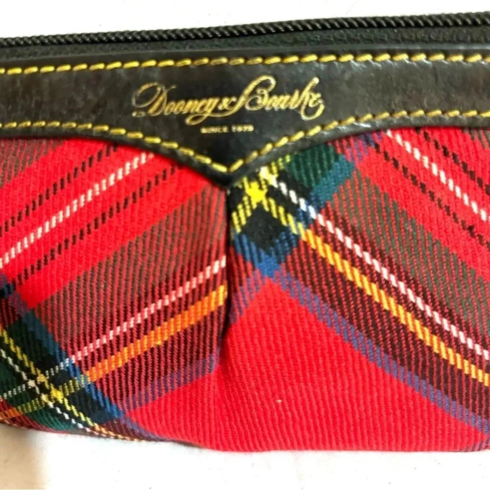 Dooney bourke tartan plaid wool wristlet pouch